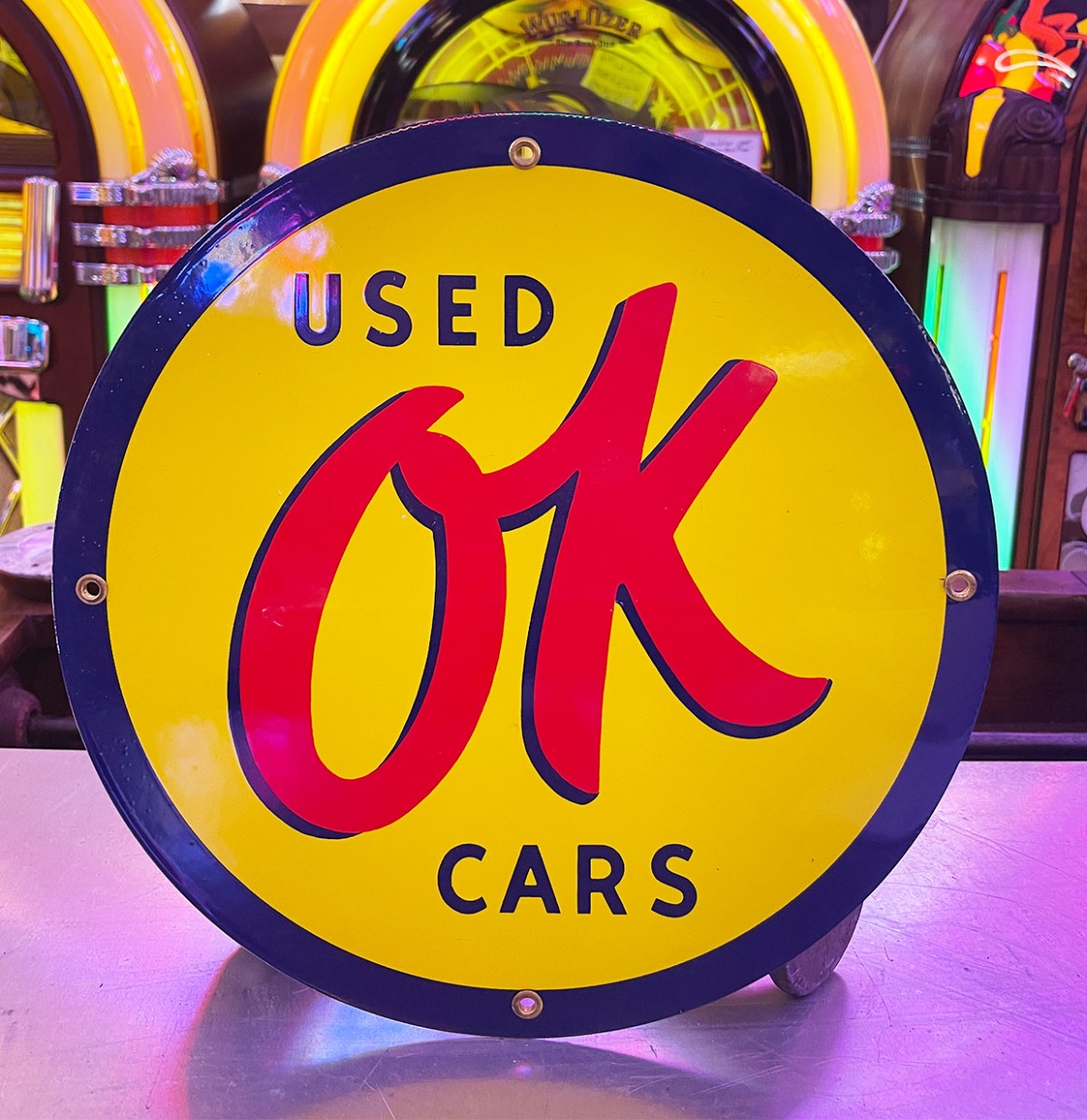 OK Used Cars Emaille Bord - New Old Stock 1990s - Ø30 cm | The Dutch Pickers