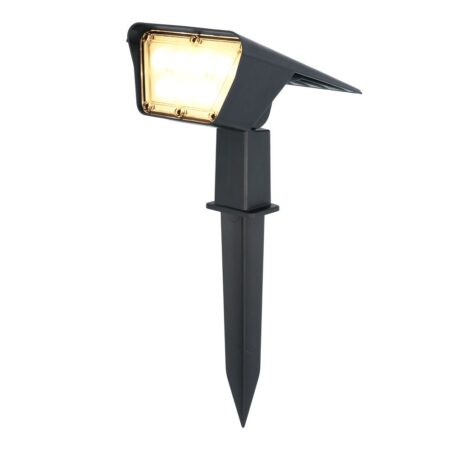 Odessa solar prikspot - Incl. Schemerschakelaar - 3000K warm wit - 2 lichtstanden - 300 lumen - 6-12 uur brandtijd - Kantelbaar - IP65 waterdicht - Tuinspot op zonne energie | HOFTRONIC