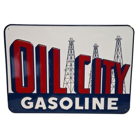 Oil City Gasoline Stalen Bord Met Relief - 50 x 35cm | Fiftiesstore