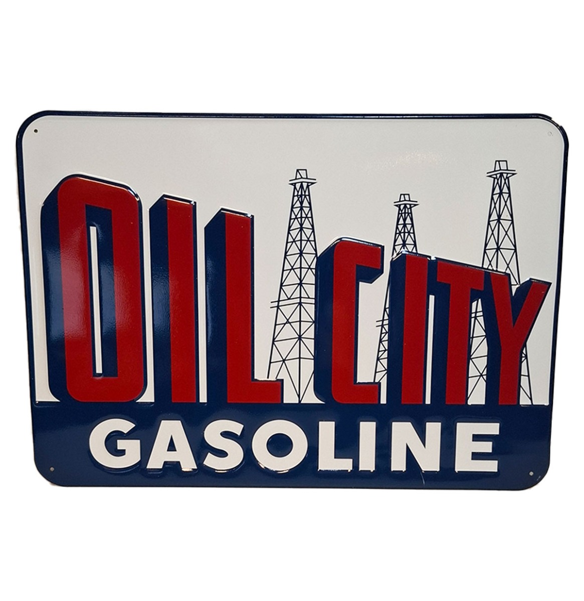 Oil City Gasoline Stalen Bord Met Relief - 50 x 35cm | Fiftiesstore