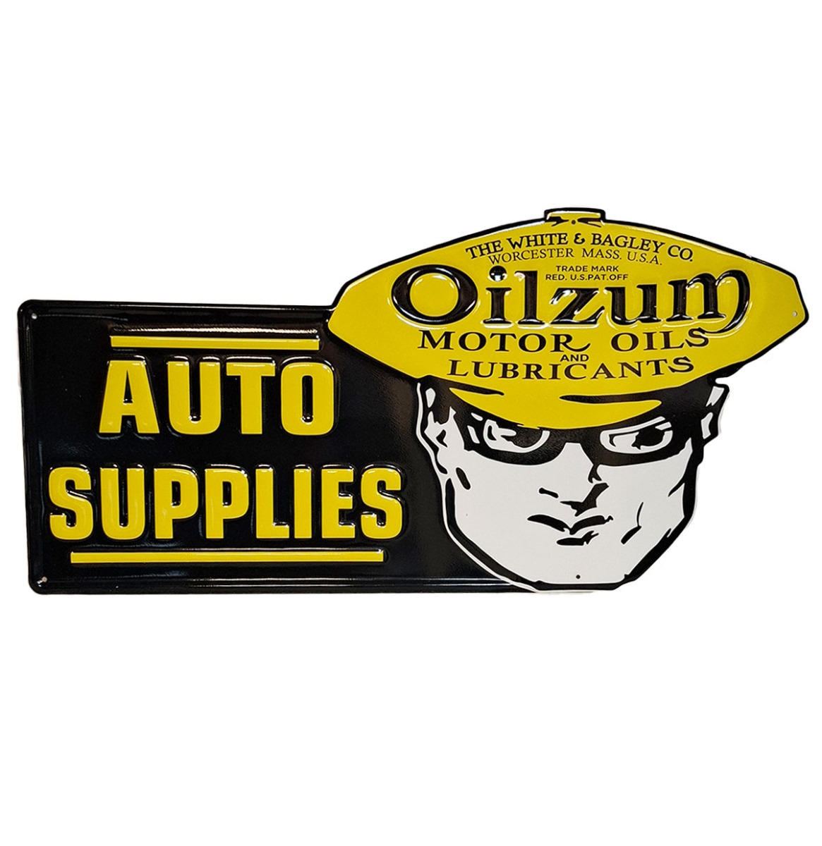 Oilzum Auto Supplies Stalen Bord Met Relief - 60 x 29cm | Fiftiesstore