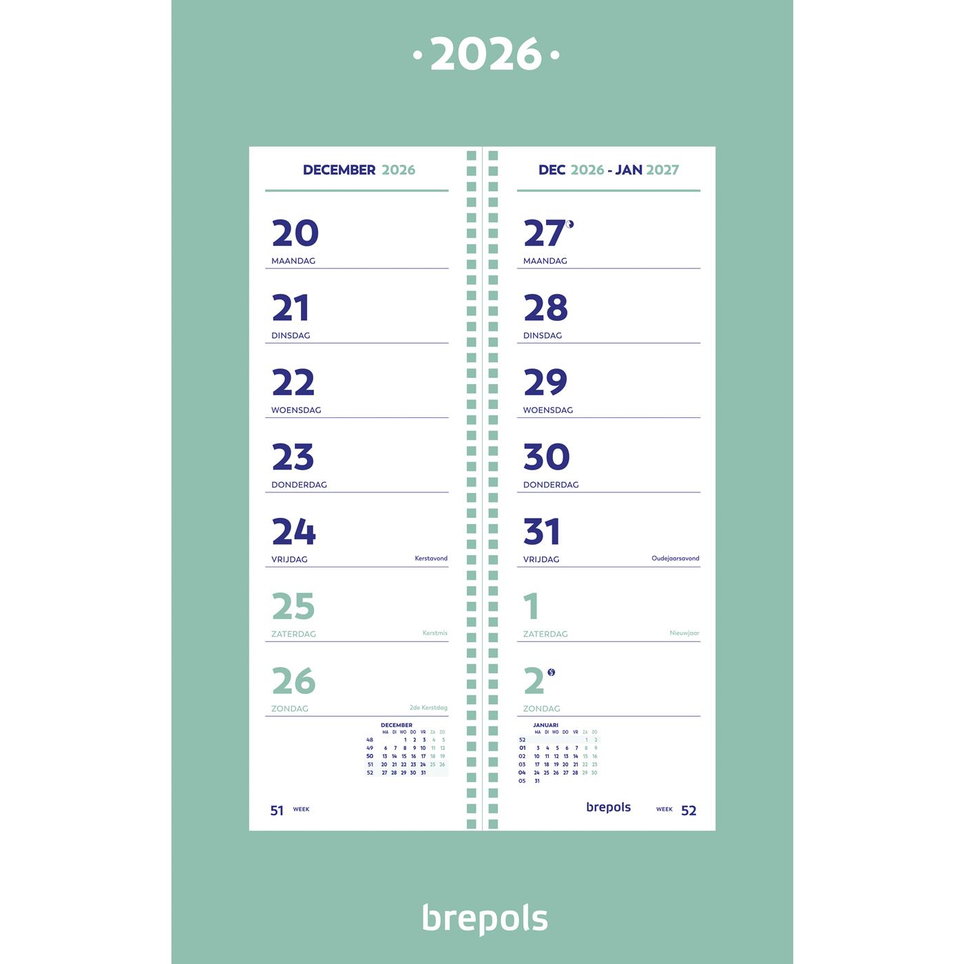 Omslagkalender 2026 met spiraal | Brepols