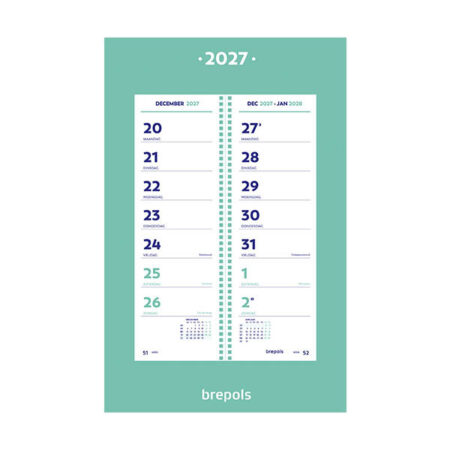 Omslagkalender 2027 met spiraal | Brepols