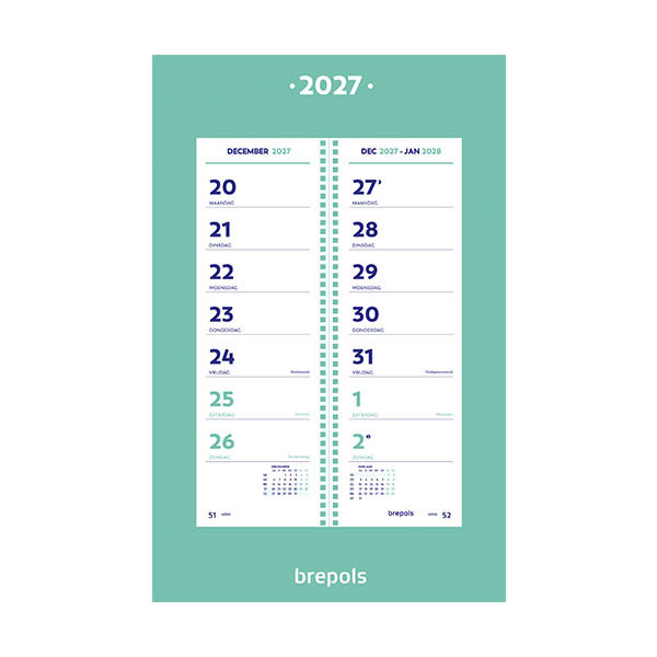 Omslagkalender 2027 met spiraal | Brepols