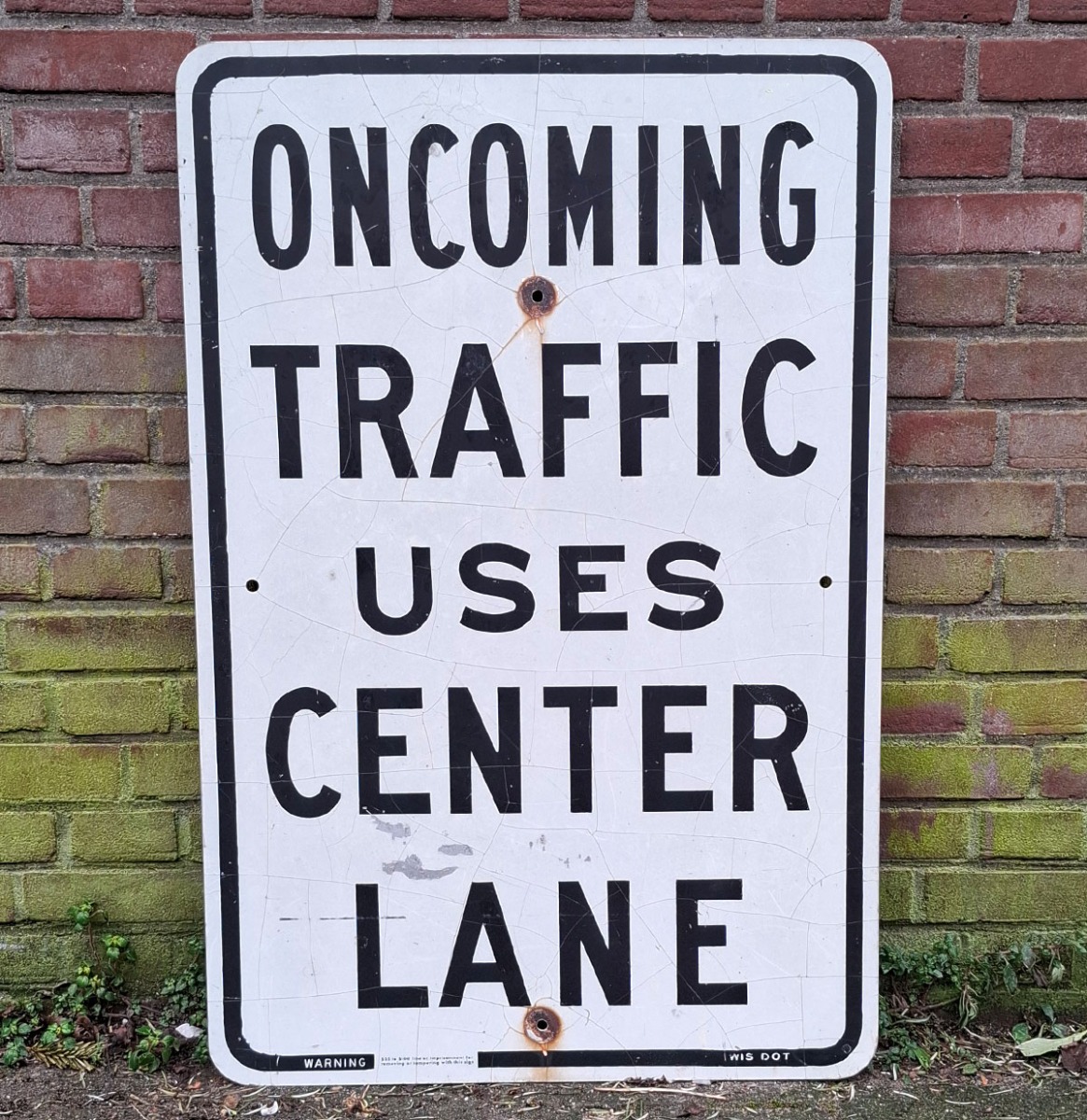 Oncoming Traffic Verkeersbord - 90 x 60cm - Origineel | The Dutch Pickers