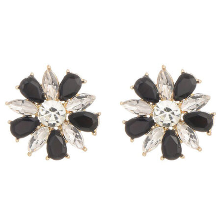 Oorbellen Bloem Zwart | Fashionize