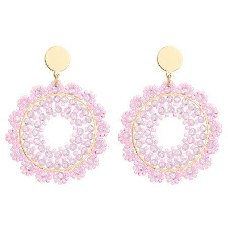 Oorbellen Bloemen Kraaltjes Roze | Fashionize