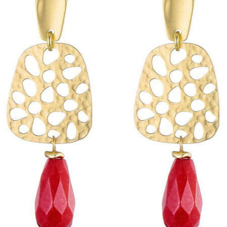 Oorbellen Goud en Rood | Fashionize