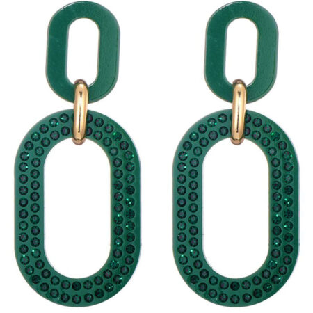 Oorbellen Ovaal Glinster Groen | Fashionize