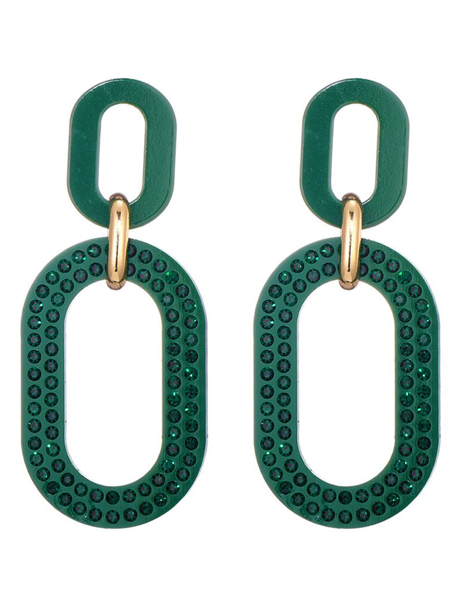 Oorbellen Ovaal Glinster Groen | Fashionize