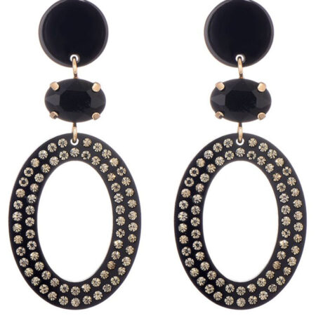 Oorbellen Ovaal Glinster Zwart | Fashionize