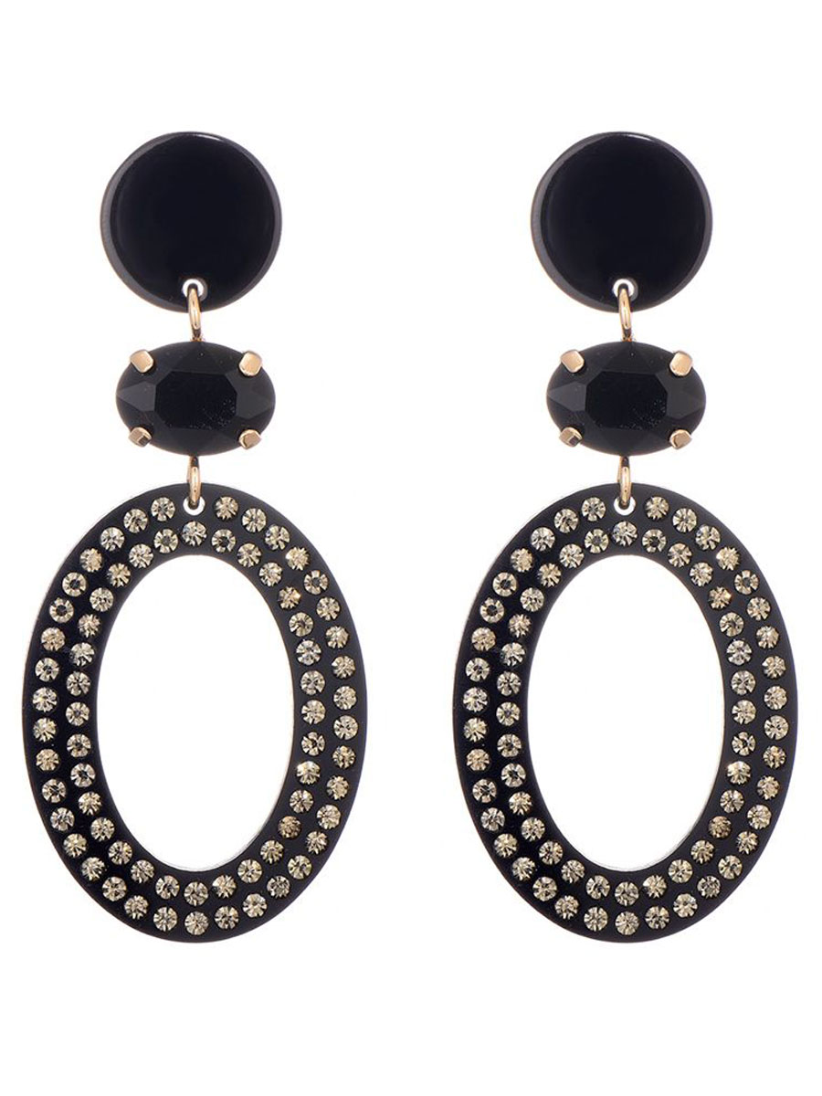 Oorbellen Ovaal Glinster Zwart | Fashionize