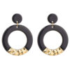 Oorbellen Rond Zwart Goud | Fashionize