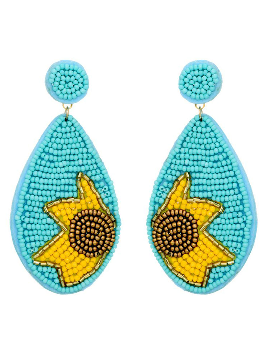 Oorbellen Zonnebloem Blauw | Fashionize