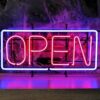 Open Neon Verlichting 80 x 40 cm - Rood met Blauwe Rand | Real Neon Art