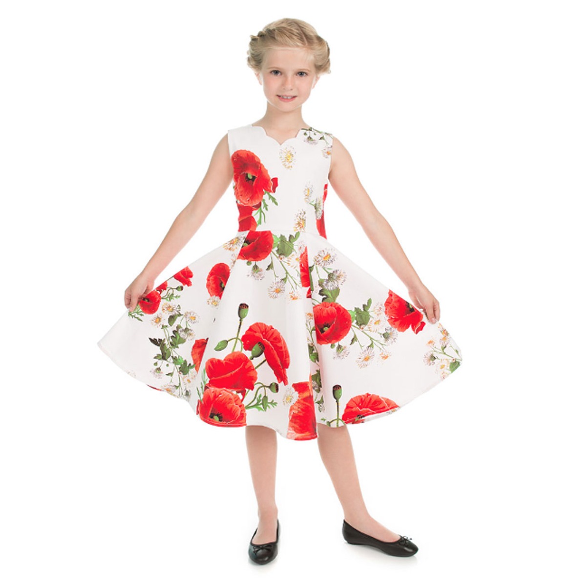 Opium Poppy Floral Kids Dress-7 - 8 Jaar | 17% korting | Hearts and Roses