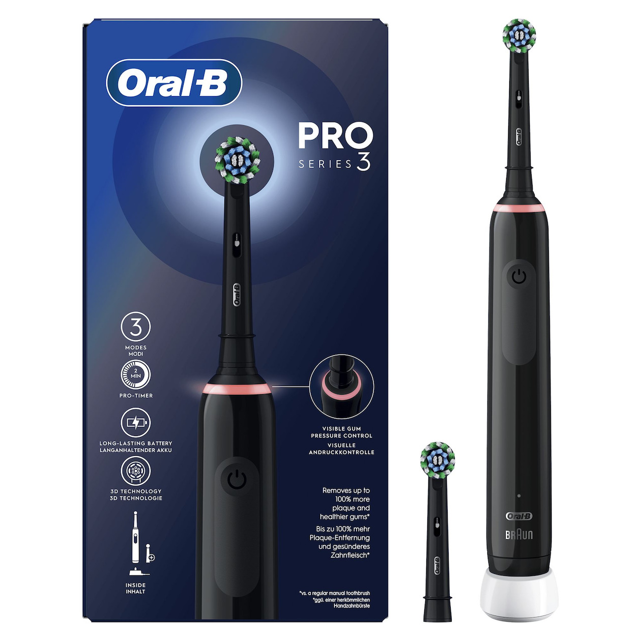 Oral B Pro 3 3000 Cross Action Tandenborstel Zwart | Oral B