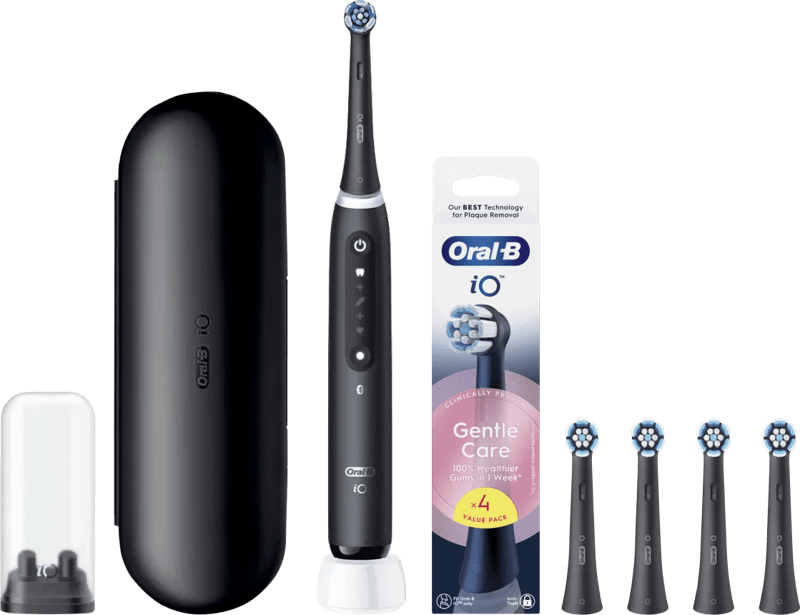Oral-B iO 5N Zwart + 4 opzetborstels voor gevoelig tandvlees