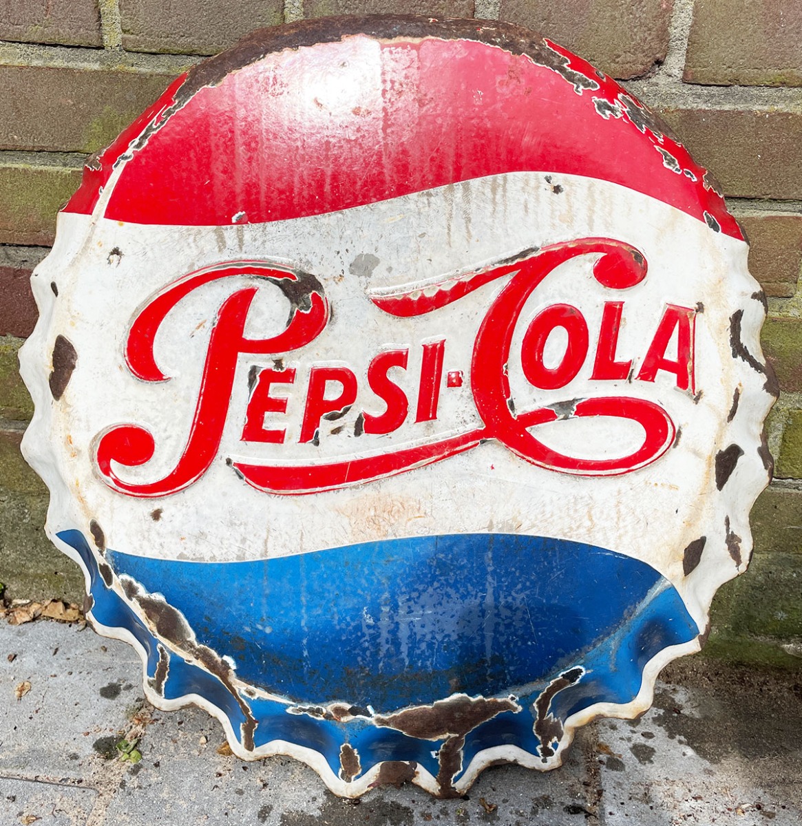 Origineel Pepsi-Cola Emaille Bord 47cm - Zeldzaam Jaren '50 Button Sign | Pepsi