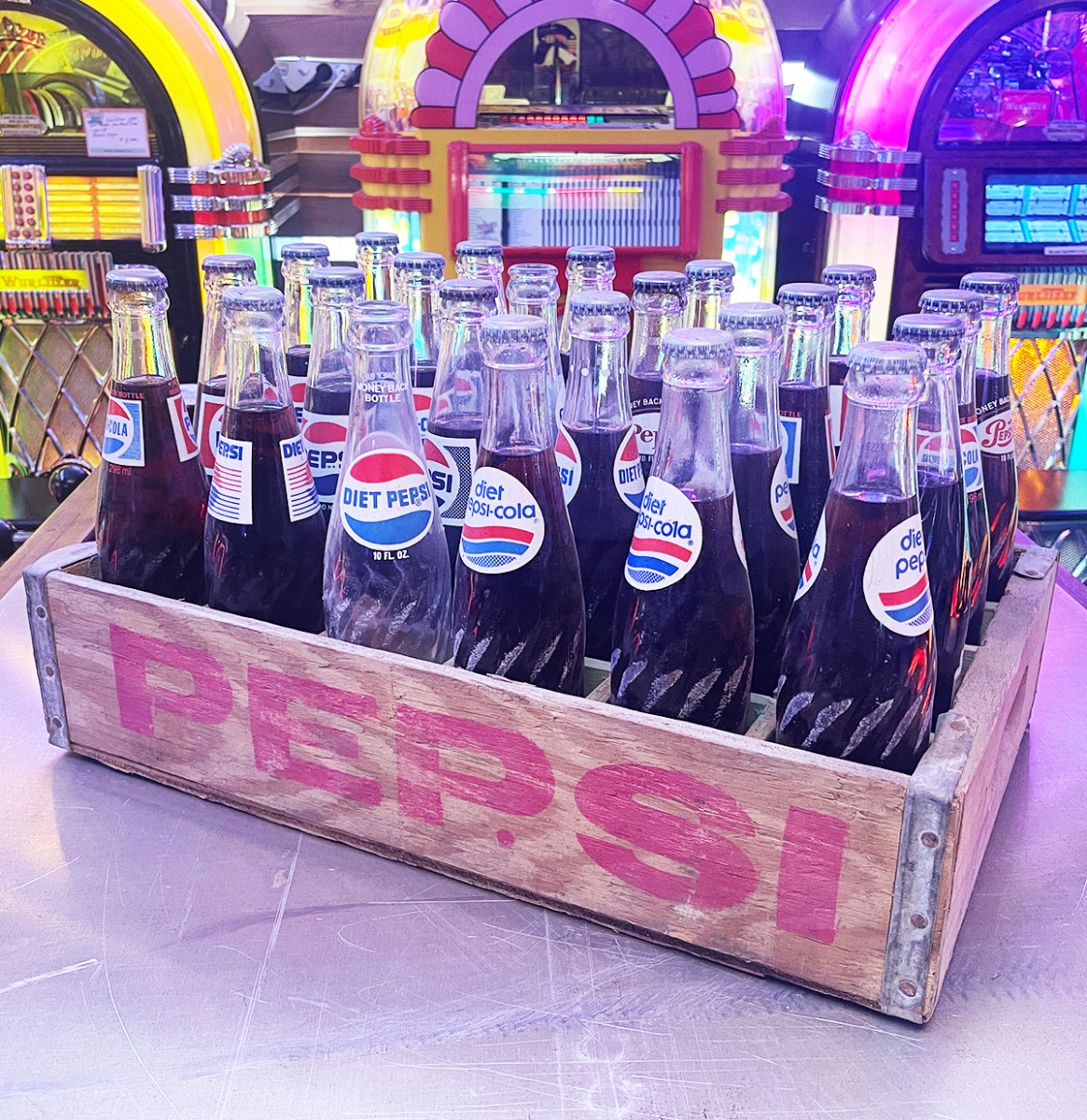 Origineel Pepsi Houten Krat met 14 Pepsi Flesjes uit USA | Pepsi