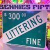 Origineel Vintage USA “$300 Littering Fine” Verkeersbord - 61 x 76
