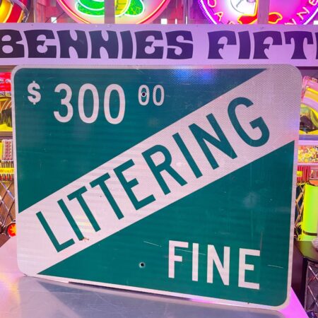 Origineel Vintage USA “$300 Littering Fine” Verkeersbord - 61 x 76