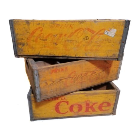 Originele Vintage Houten Coca-Cola Flessenkrat - Geel - Europees Model | Coca-Cola