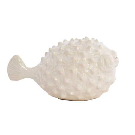 Ornament keramiek creme Fish L | Light & Living