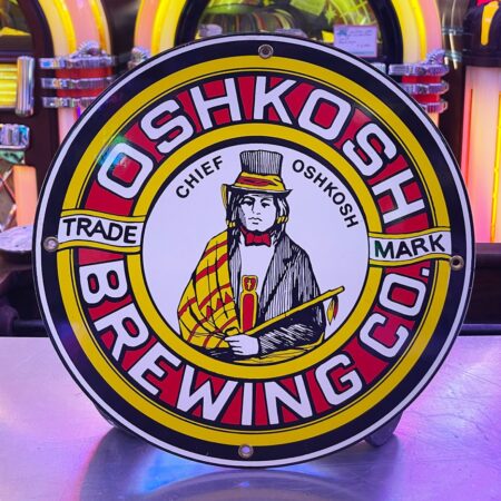 Oshkosh Brewing Co. Emaille Reclamebord - 1990s Sample - Ø30cm | The Dutch Pickers