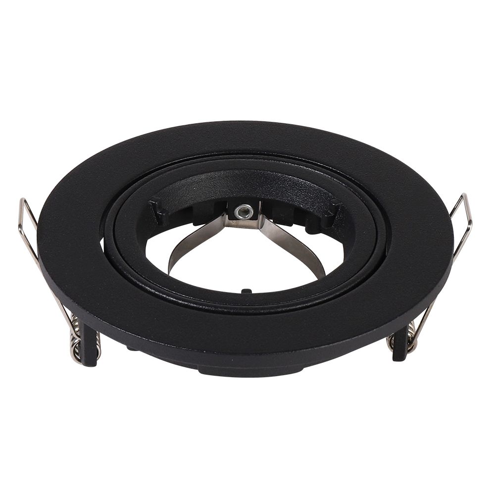 Oslo - LED Inbouwspot - Kantelbaar armatuur - Diameter 93mm - GU10 Fitting incl. lamphouder - Rond - IP20 - Zwart | HOFTRONIC