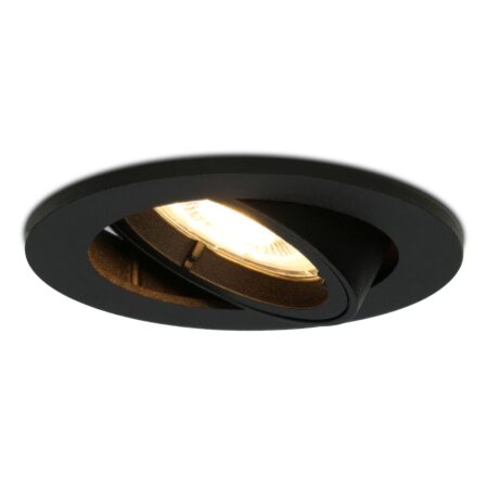 Oslo LED inbouwspot - 4 Watt 345 lumen - 2700K Warm wit - GU10 - Dimbaar - Rond - Kantelbaar - IP20 voor binnen - Zwart | HOFTRONIC