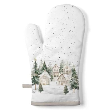 Ovenhandschoen Snowy houses 18x30cm | Ambiente