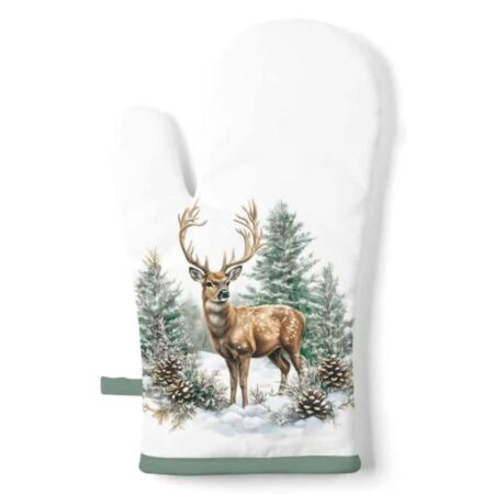 Ovenhandschoen Winter stag white 18x30cm | Ambiente