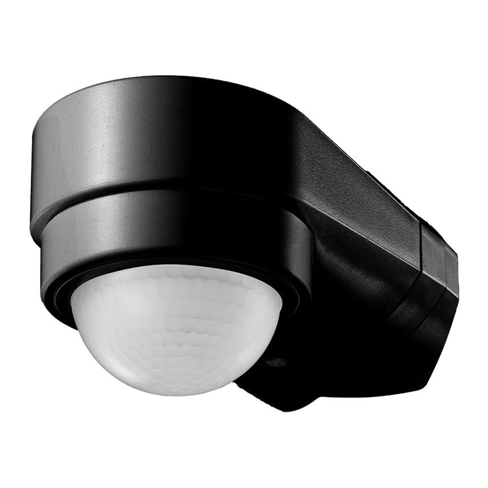 PIR bewegingssensor met schemerschakelaar - 240° - Opbouw - 10 meter bereik - Maximaal 600 Watt - IP65 waterdicht - zwart | HOFTRONIC