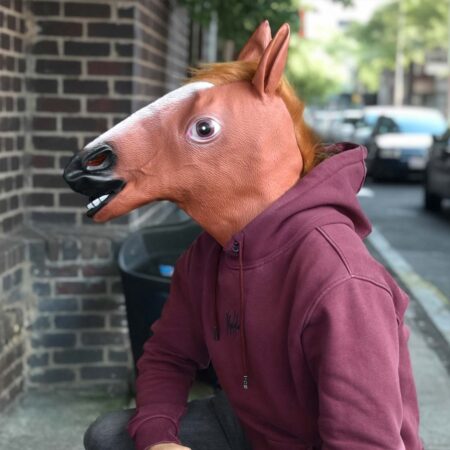 Paardenmasker - Latex - Realistische Manen - One Size - Bruin | Designed by Man