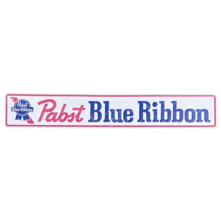 Pabst Blue Ribbon Metalen Straatnaambord Wit - 91 x 15 cm | Pabst Blue Ribbon