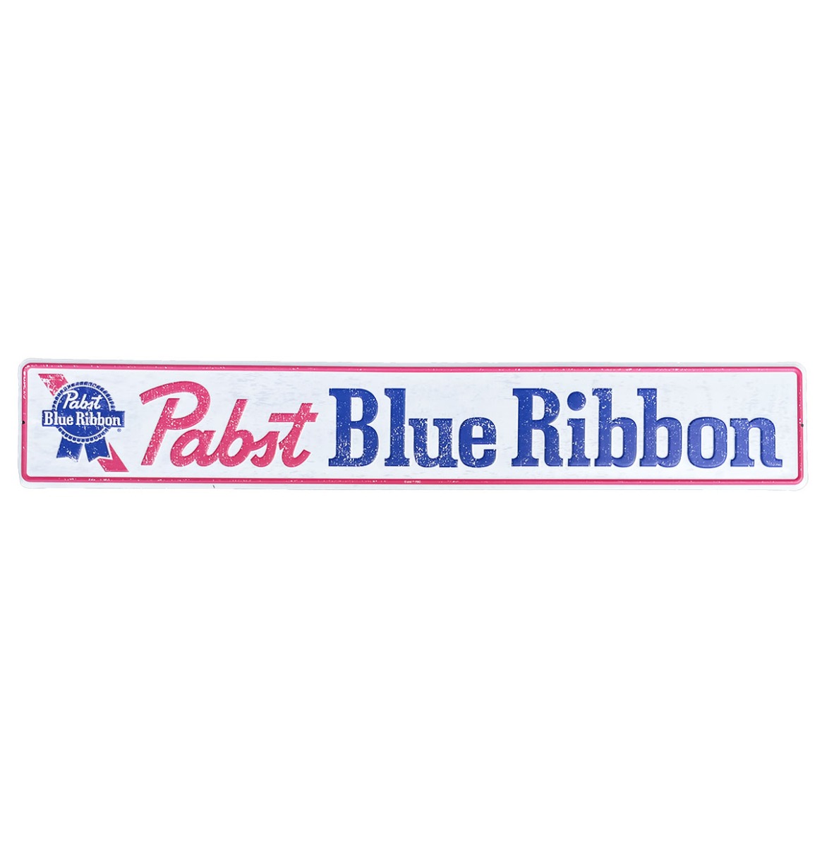 Pabst Blue Ribbon Metalen Straatnaambord Wit - 91 x 15 cm | Pabst Blue Ribbon