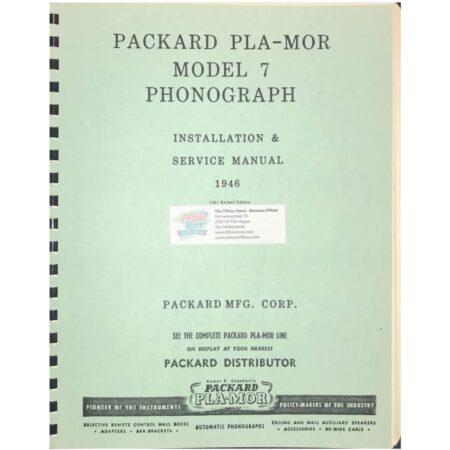 Packard PLA-MOR Model 7 Jukebox Service Manual | The Dutch Pickers
