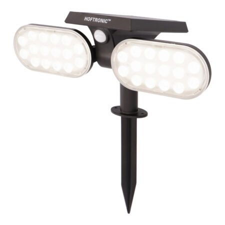 Pato - Solar prikspot - Bewegingssensor en schemerschakelaar - PIR - 6000K Daglicht wit - 2 lichtstanden - 300 Lumen - 6-12 uur brandtijd - IP65 waterdicht - Tuinspot | HOFTRONIC
