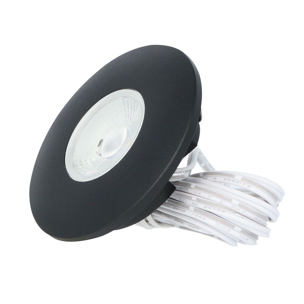 Pavo LED inbouwspot Plat (meubelspot) - 3W 300 Lumen - 2700K warm wit - Lage inbouwdiepte - Dimbaar - Rond - Voor binnen - Zwart | HOFTRONIC