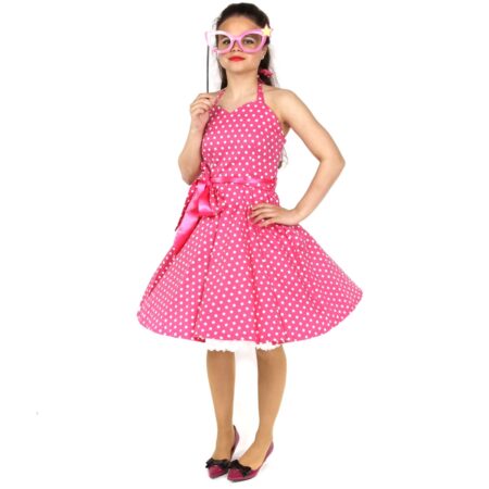 Penny Halter Polka Dress Hot Pink-40 (NL)/ 14 (UK) | 29% korting | Dolly and Dotty