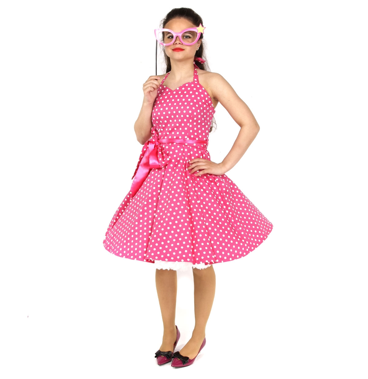 Penny Halter Polka Dress Hot Pink-40 (NL)/ 14 (UK) | 29% korting | Dolly and Dotty