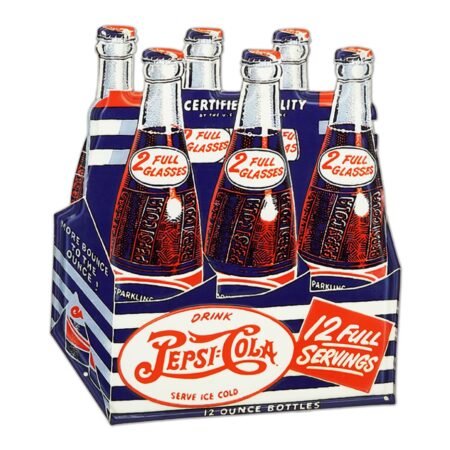 Pepsi Cola 6 Bottle -Metalen Bord Met Reliëf - 36 x 31 cm | Pepsi