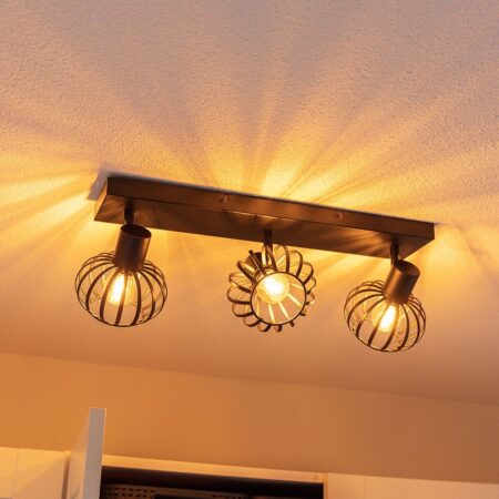Petal - LED Plafondlamp - 3 spots - E14 Fitting - Kantelbaar & Draaibaar - Zwart | HOFTRONIC