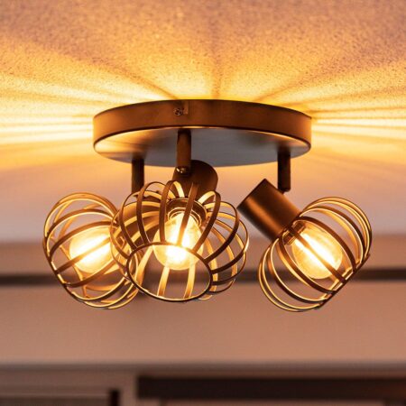 Petal - LED Plafondlamp - 3 spots - Rond - E14 Fitting - Kantelbaar & Draaibaar - Zwart | HOFTRONIC