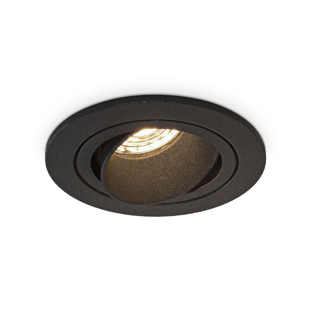 Philadelphia - Dimbare LED Inbouwspot - Excl. GU10 - Max. 5 Watt - Zwart - Kantelbaar - IP20 voor binnen - Rond | HOFTRONIC