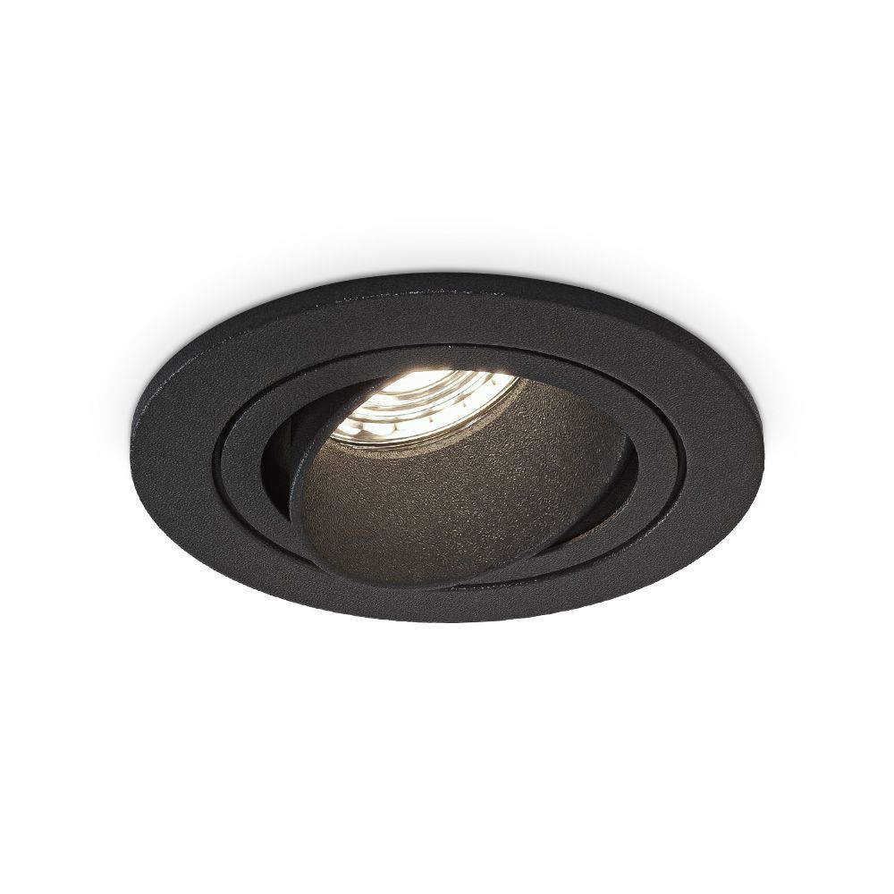 Philadelphia LED inbouwspot - Dimbaar - Incl. GU10 - 2700K - 4 Watt - Zwart - Kantelbaar - IP20 voor binnen - Rond | HOFTRONIC