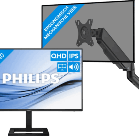 Philips 27E1N1600AE/00 + BlueBuilt Monitorarm Gasveer voor 1 Monitor