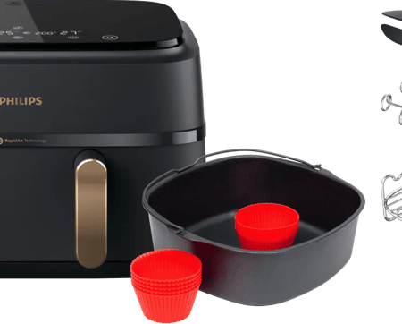 Philips 3000 series Dual Basket NA352/00 + Dubbellaagse kookset + Bakmeesterset