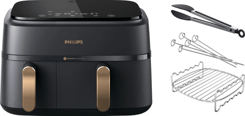 Philips 3000 series Dual Basket NA352/00 + Dubbellaagse kookset